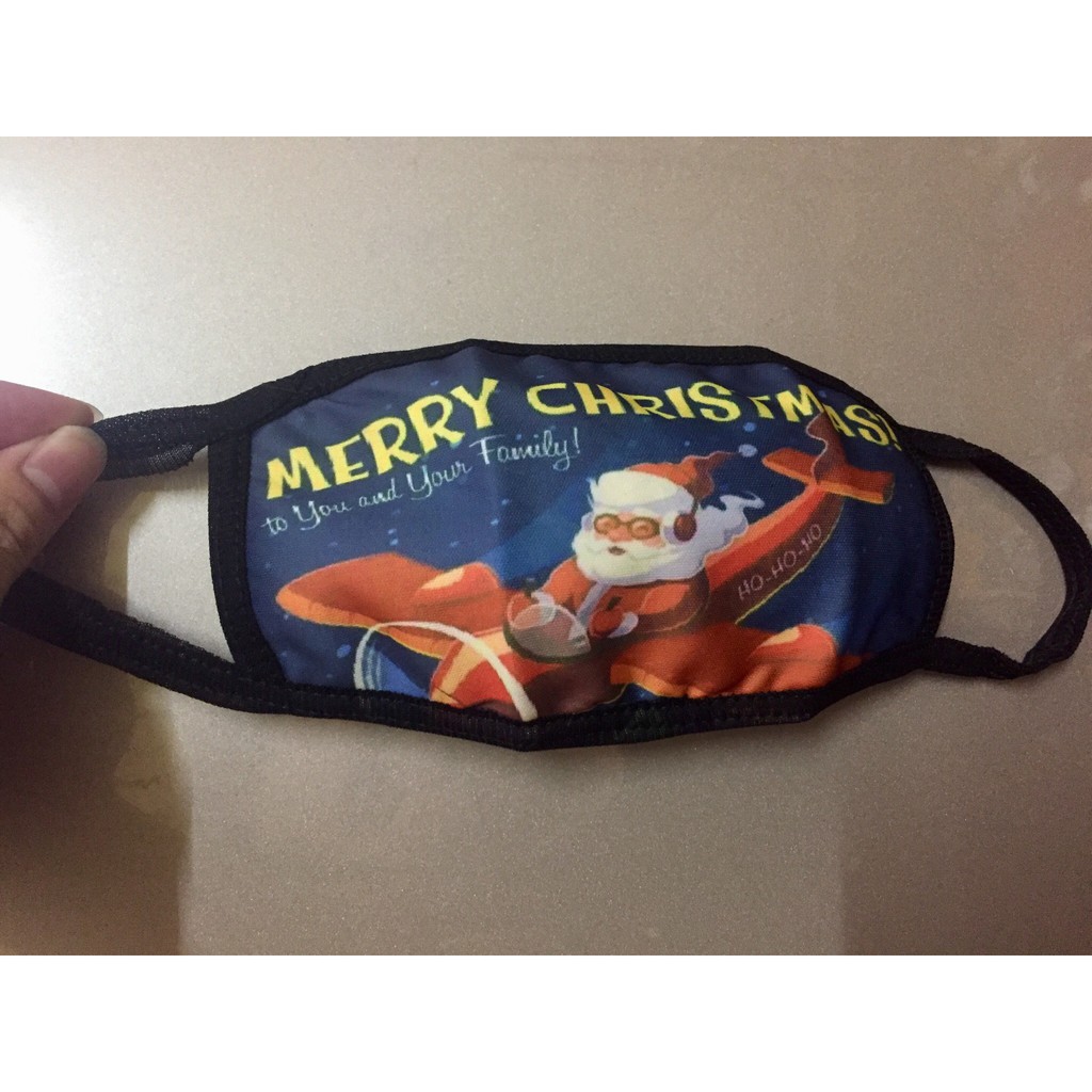 Khẩu trang Noel Giáng sinh hình ông già Noel có thể giặt được dùng cho người lớn và trẻ em trên 13 tuổi
