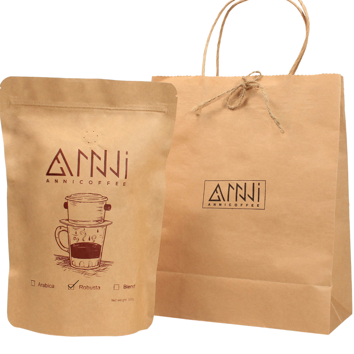 Cà phê Robusta Mộc Buôn Mê Thuột - ANNI COFFEE (500gr) - Mạnh mẽ, đậm đắng đặc trưng, không chua