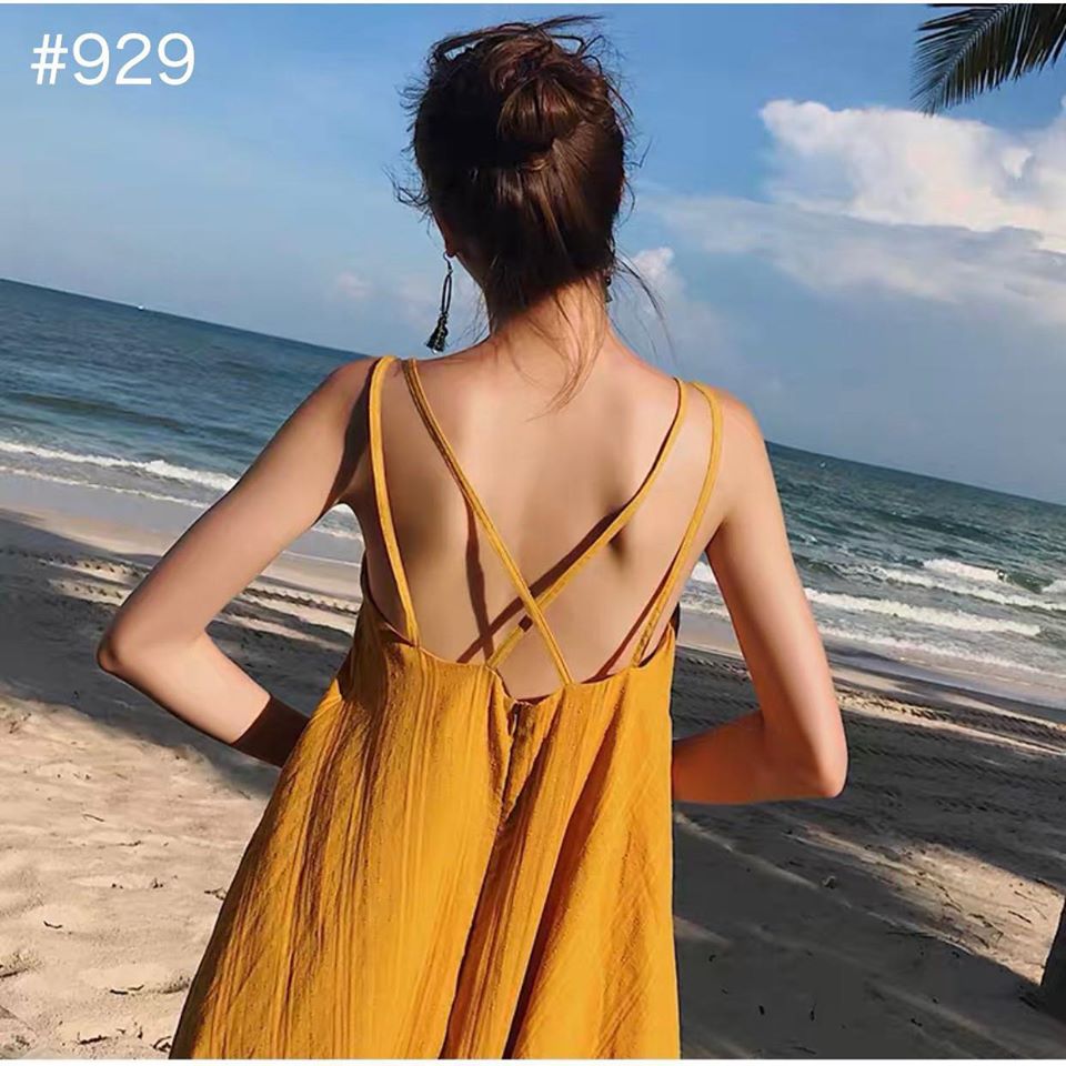 Đầm maxi xòe đan dây