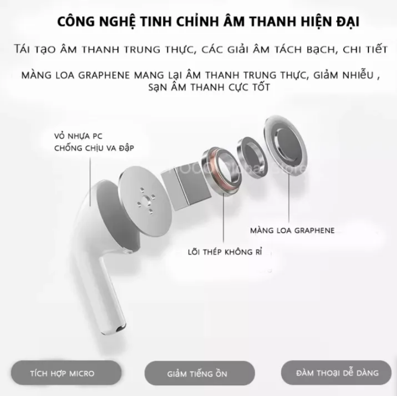 Tai nghe Bluetooth bản Pro TWS nâng cấp chip 5.2 mạnh mẽ, hỗ trợ mọi dòng máy, pin trâu hơn nghe hay hơn, chống nước ipx7, Tai nghe bluetooth pin trâu, tai nghe không dây, tai phone bluetooth