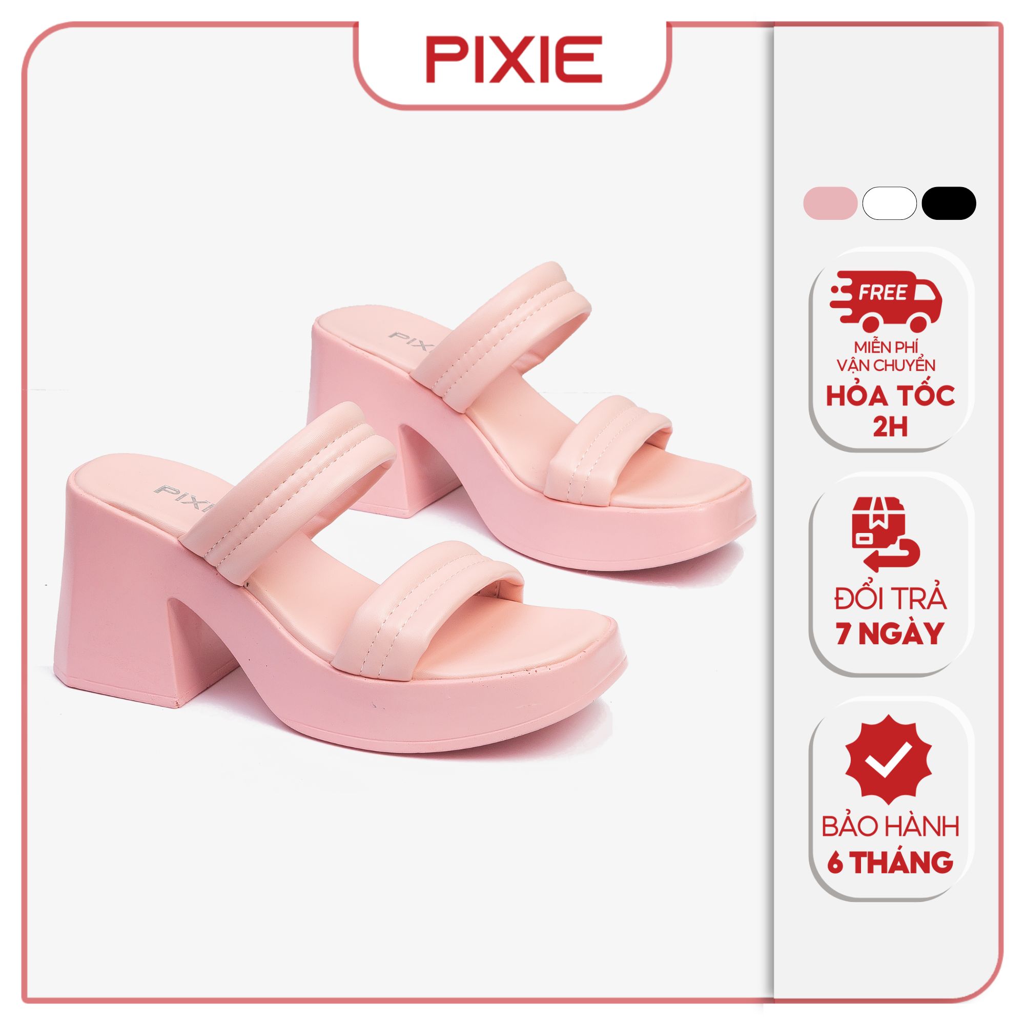 Guốc Cao Gót 8cm Hai Quai Chần Chỉ Pixie E154