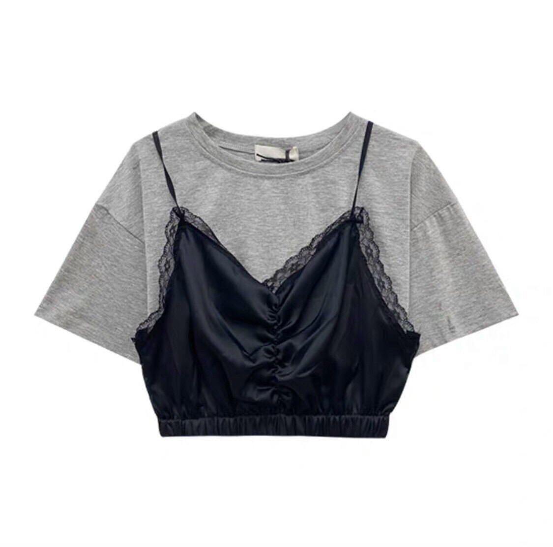 Áo croptop yếm - bao gồm 2 món Áo + Yếm