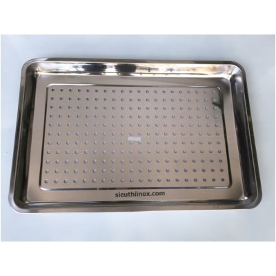 Khay inox 2 lớp để ấm ch&eacute;n