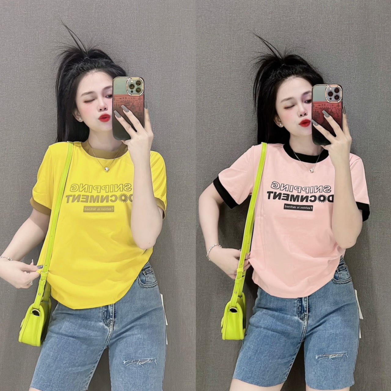 Áo thun nữ Tay Lỡ dáng ôm nhẹ babytee phối viền ( Mã SNIPPING )