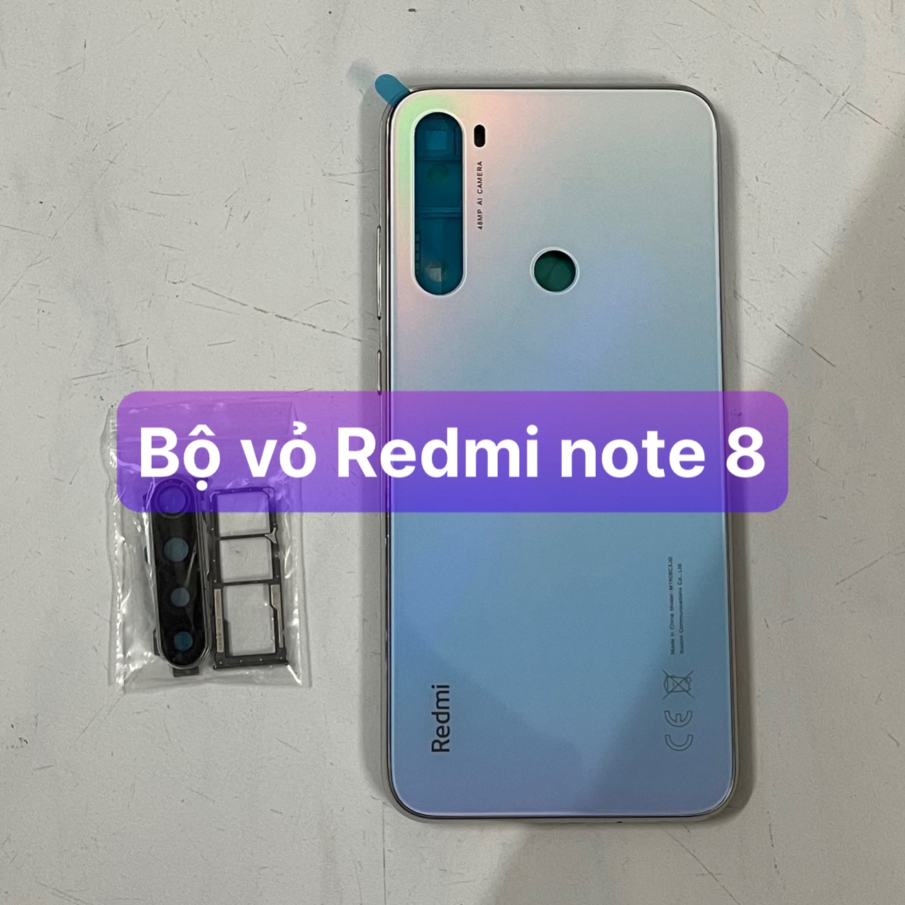 bộ vỏ Redmi note 8 , kèm khay sim,phím,kính camera