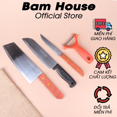 Set dao bếp lớn trung thái bào đa năng Bam House cán inox sáng bóng cao cấp SDT01 - Bam House