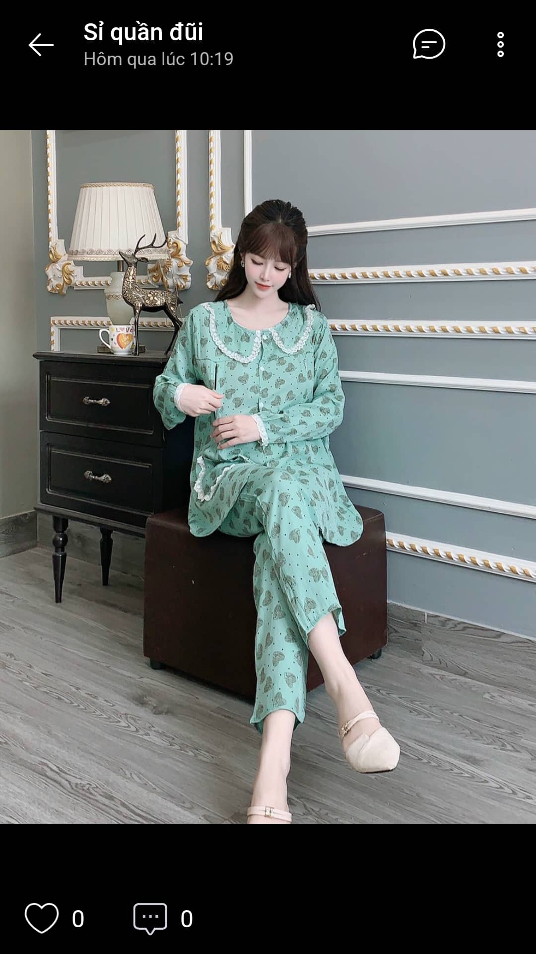 Bộ Đồ Bầu Và Sau Sinh Chất Đũi, Cổ Sen
