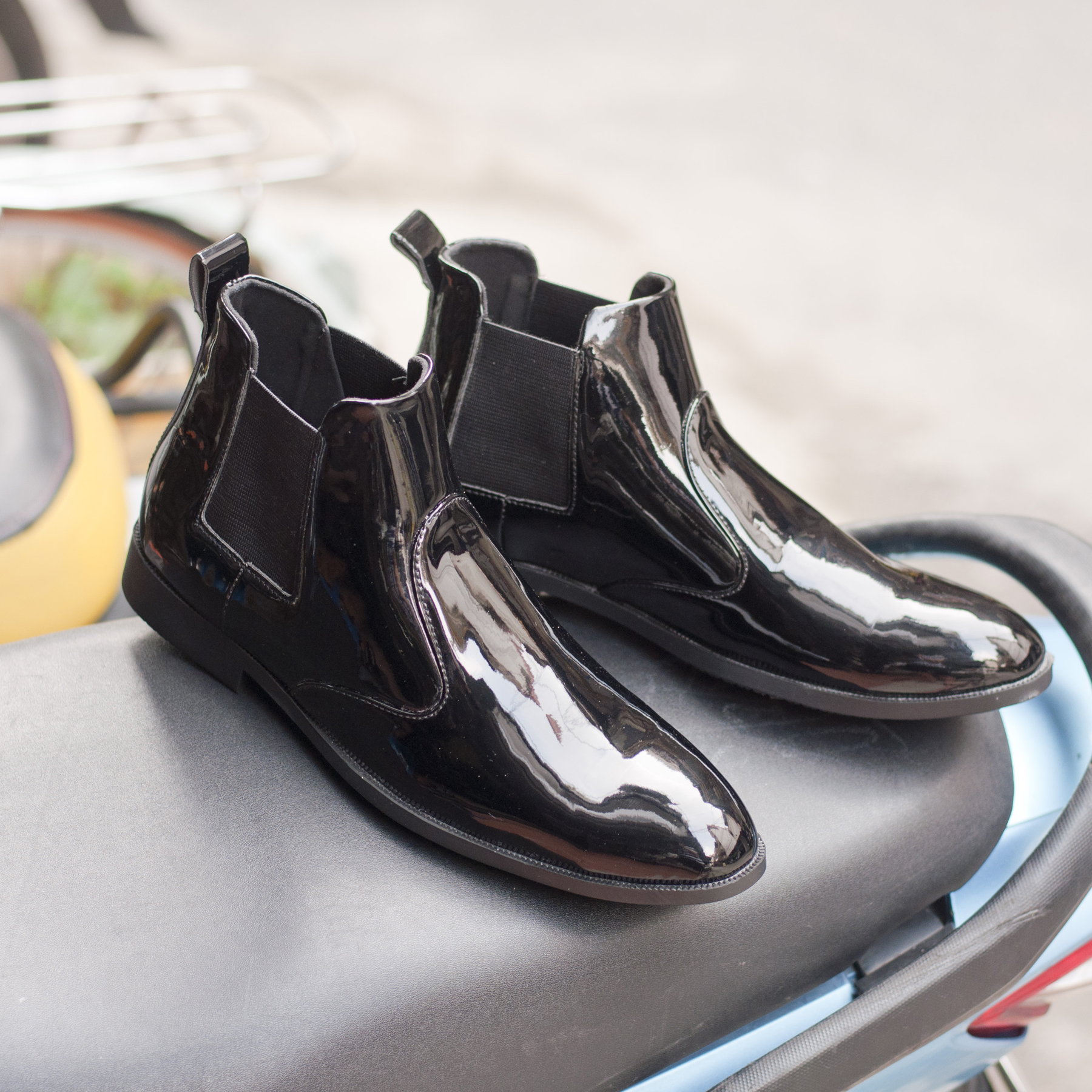 Giày Chelsea boot nam đẹp cổ chun da bóng CB520