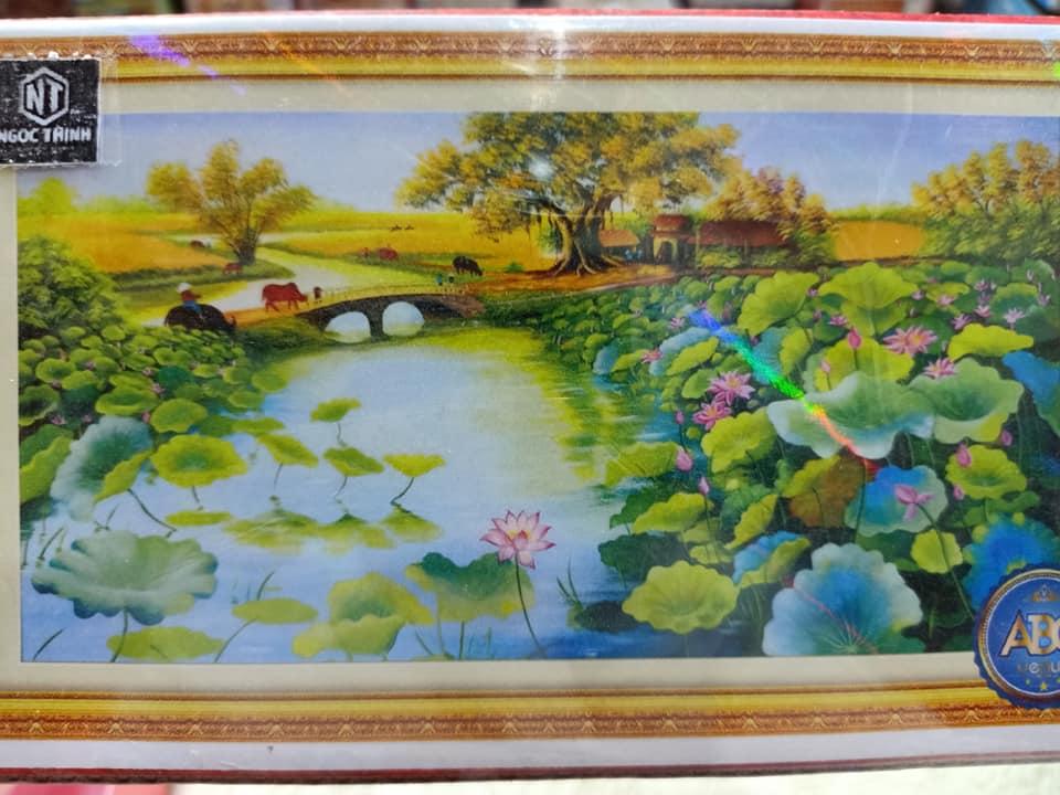 Tranh đính đá Phong Cảnh Đầm Sen VS128 kích thước 90x53Cm