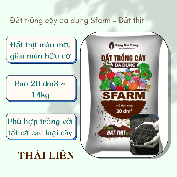 [Túi chiết 2kg] Đất trồng cây đa dụng Sfarm có chứa đất thịt tự nhiên