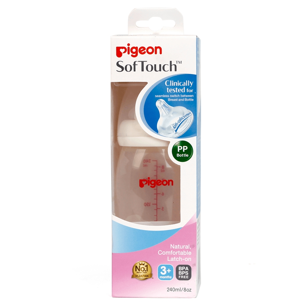 Bình sữa Pigeon nhựa PP Plus cổ rộng (240ml)