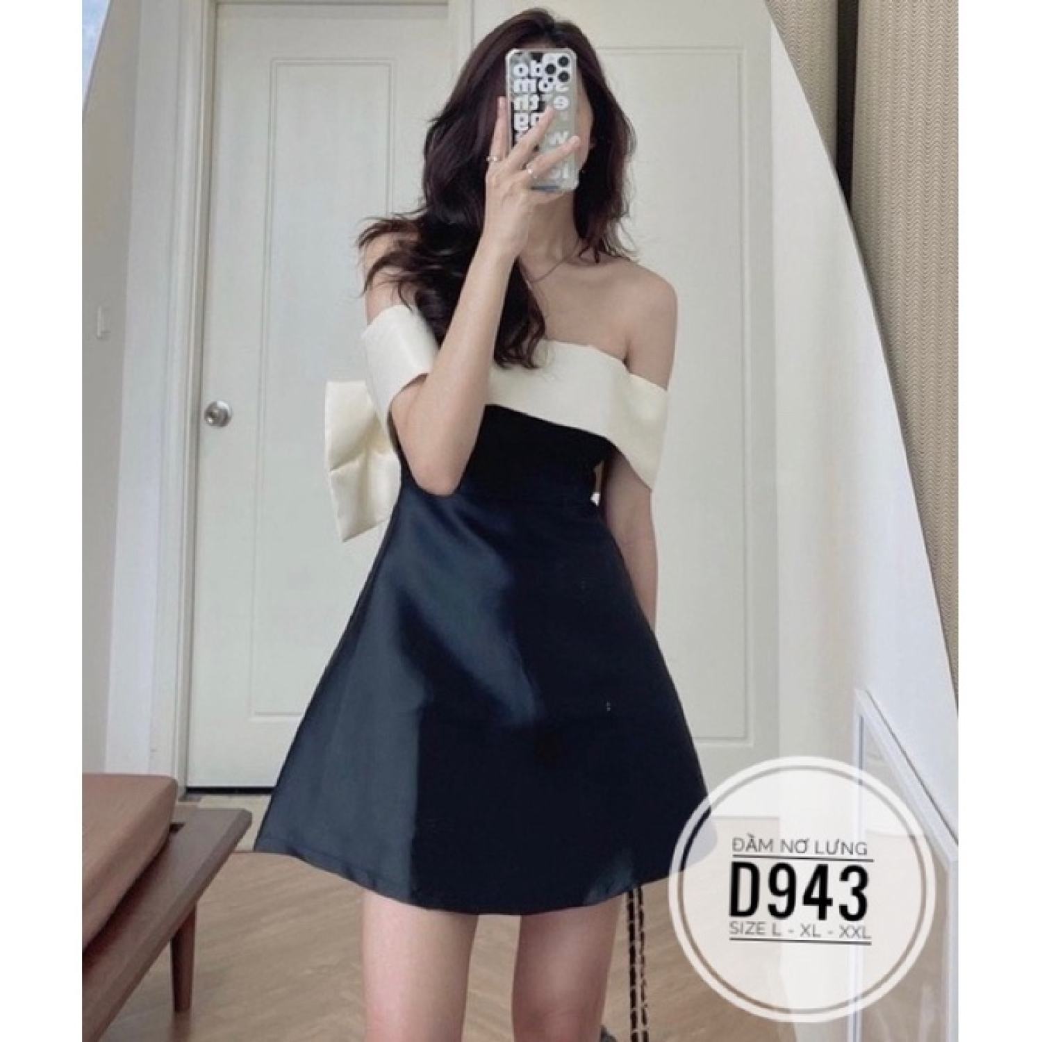 (60-90KG) MINSTORE Bigsize Đầm nơ lưng D943
