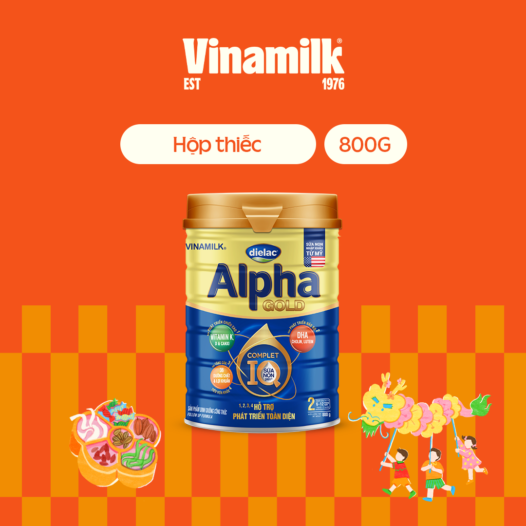 Sữa bột Vinamilk Dielac Alpha Gold 2 - 800g Hộp Thiếc (cho trẻ từ 6 - 12 tháng tuổi) - Sữa cho trẻ s
