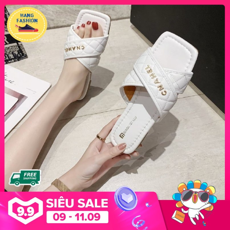 Dép thời trang nữ cao cấp may chỉ trám quai chéo mẫu hot cao cấp Hang Fashion mới nhất 2020 - Dép nữ cực xinh quai da chống nước giá rẻ