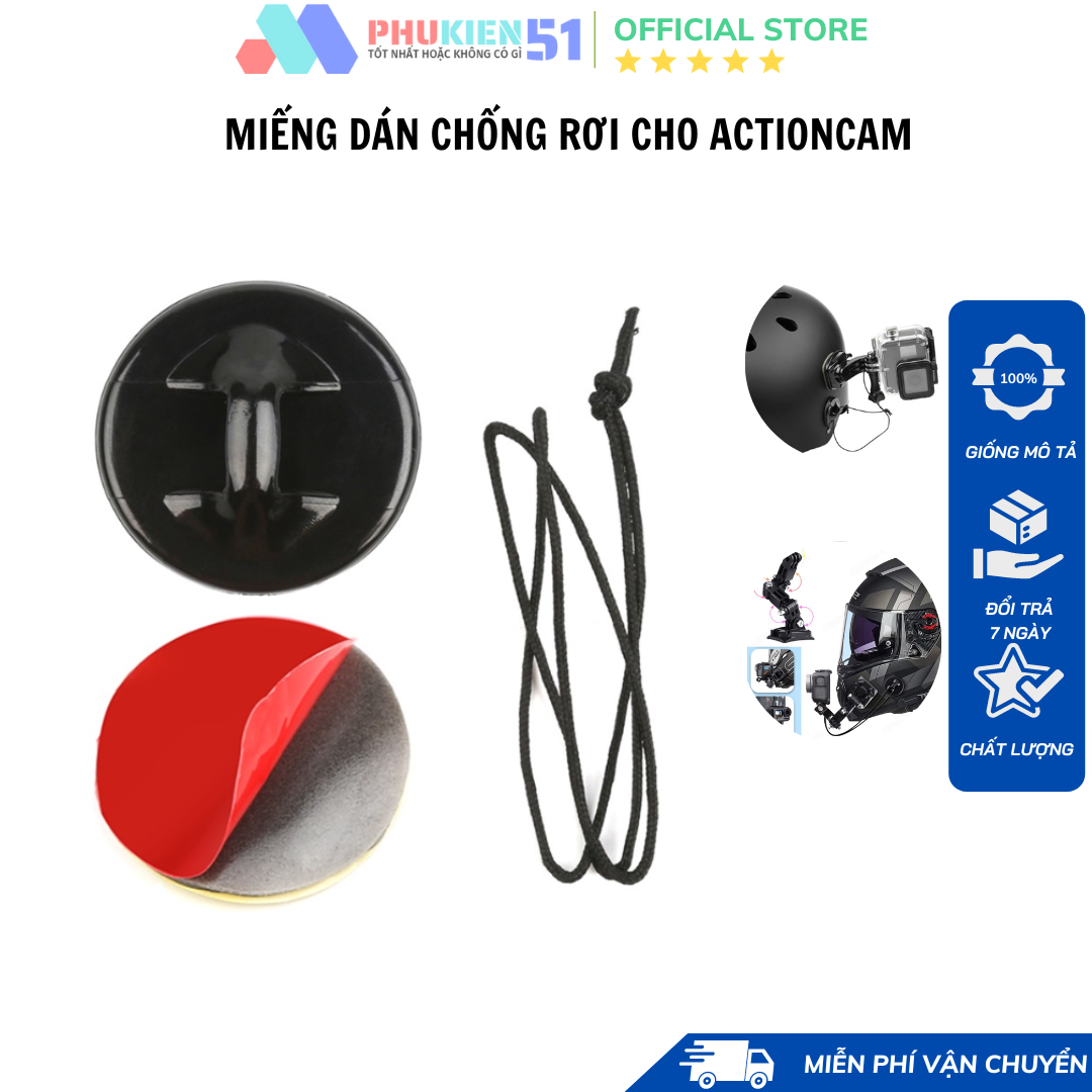 Miếng dán chống rơi GoPro, Actioncam khóa an toàn phụ kiện GoPro kèm keo 3M