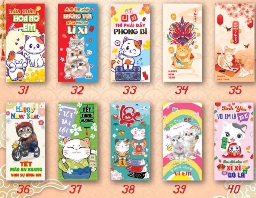 Combo 100 bao lì xì nhiều mẫu Tết 2023