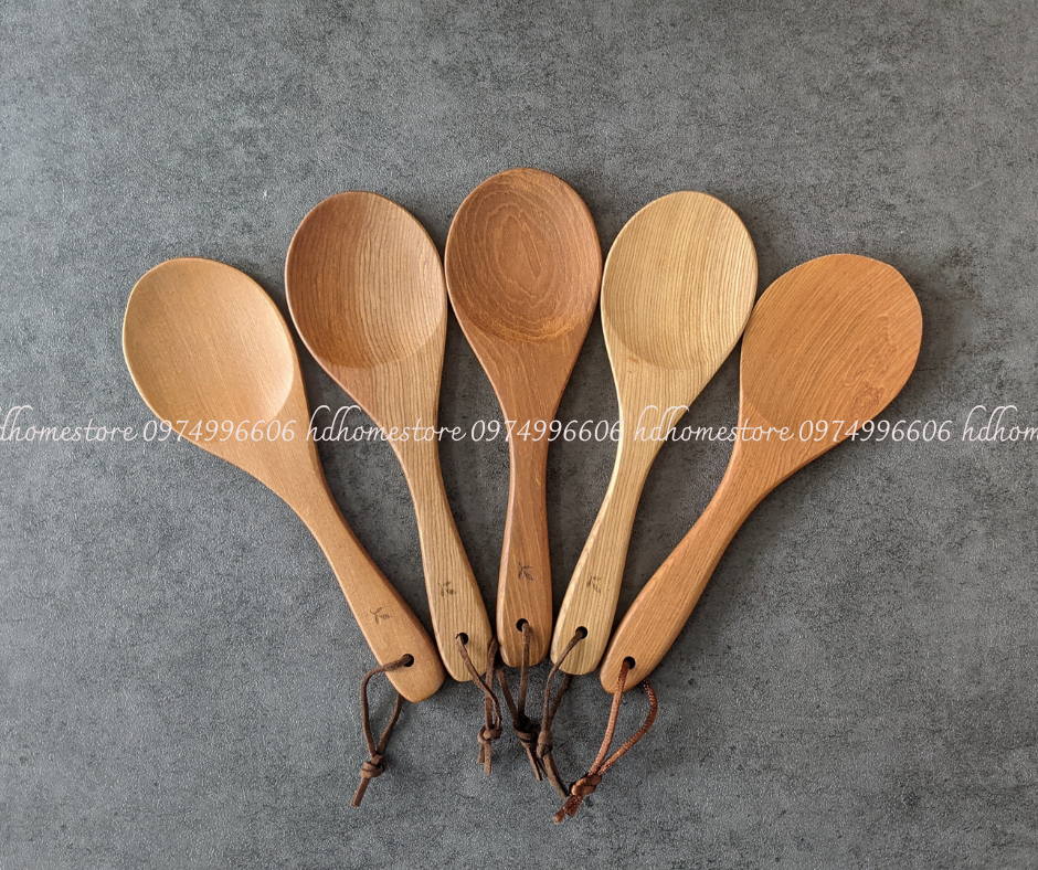 Vá cơm tròn nhỏ bằng gỗ xà cừ 20x6cm