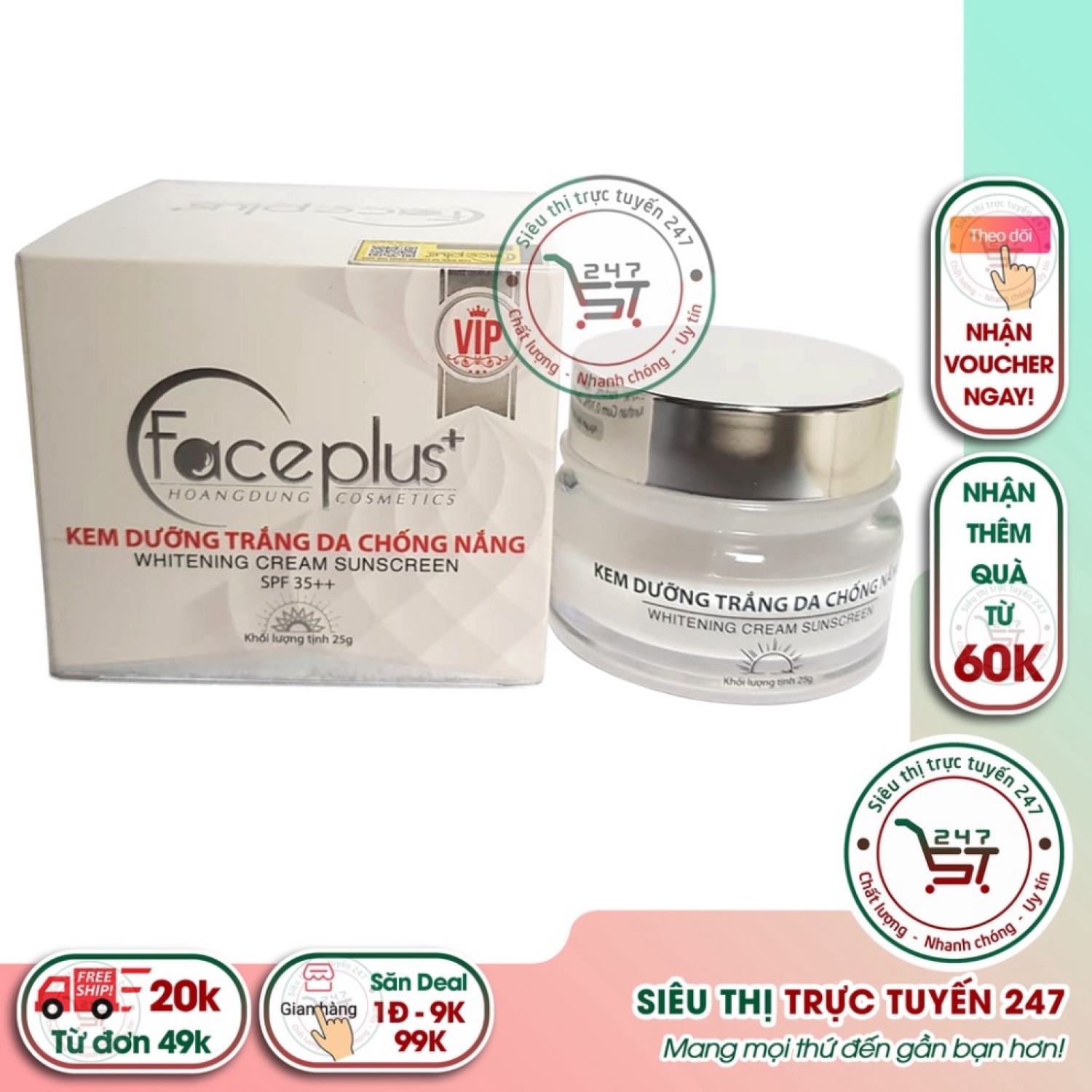 Kem Face Plus B5 Dưỡng Trắng Da Mặt Chống Nắng Pretty Whitening Sunblock 10g (Trắng Đỏ)