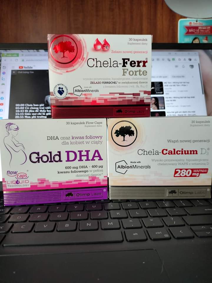 Bộ Ba Canxi Chela ,Sắt Chela và DHA Cho Bà Bầu