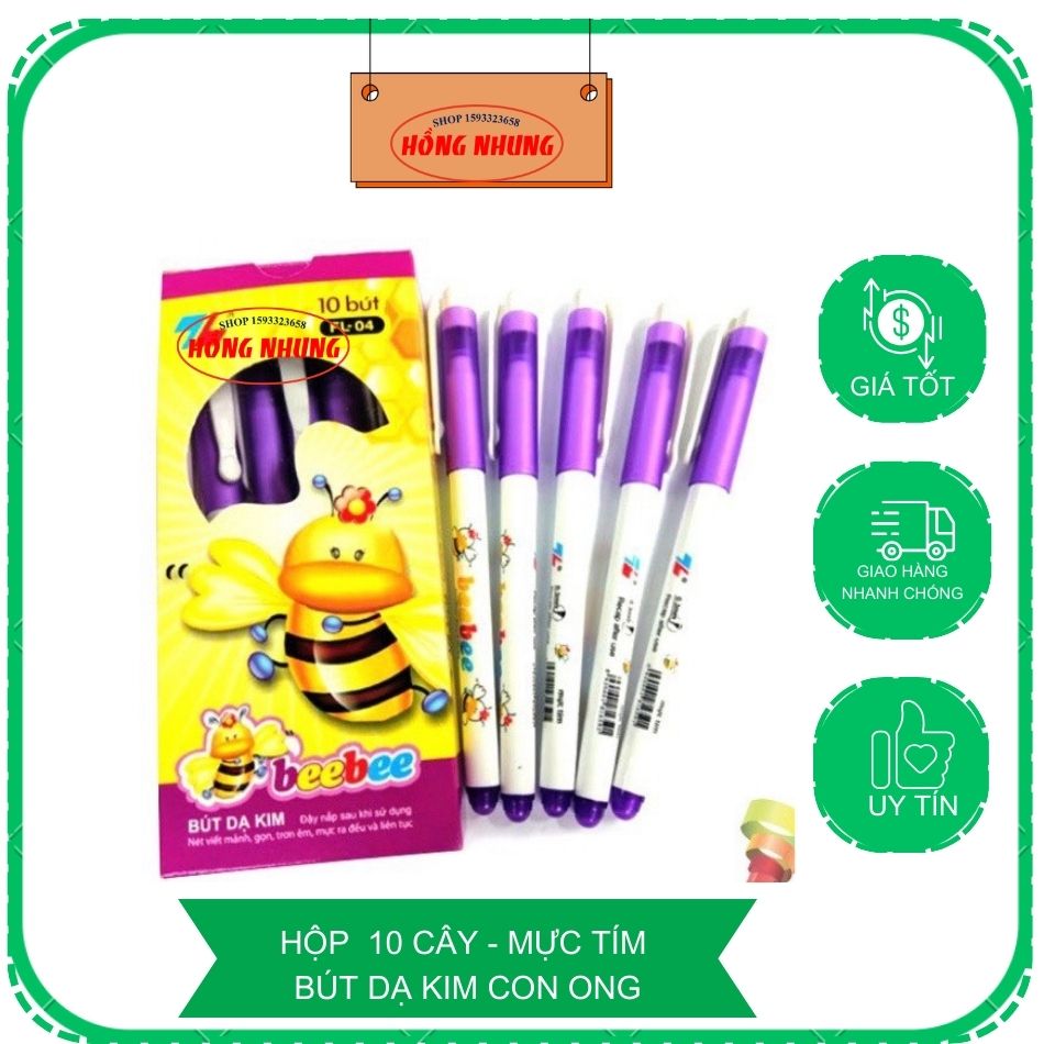 [ HCM] 01 Cây Bút Dạ Kim Beebee FL-04 Màu Tím Ngòi 0.3mm