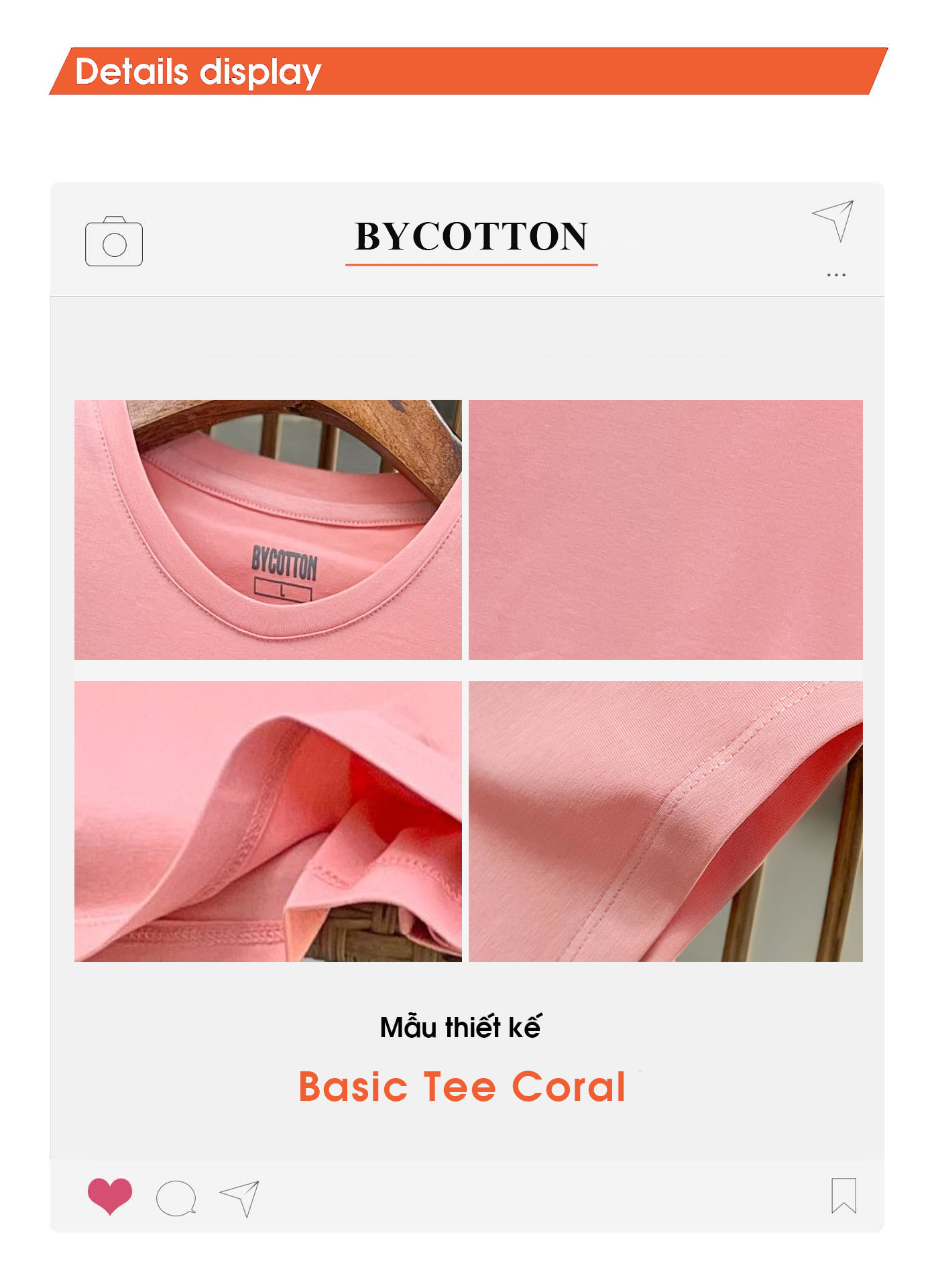 Áo Thun Nam Cao Cấp Hồng Coral Basic Tee BY COTTON
