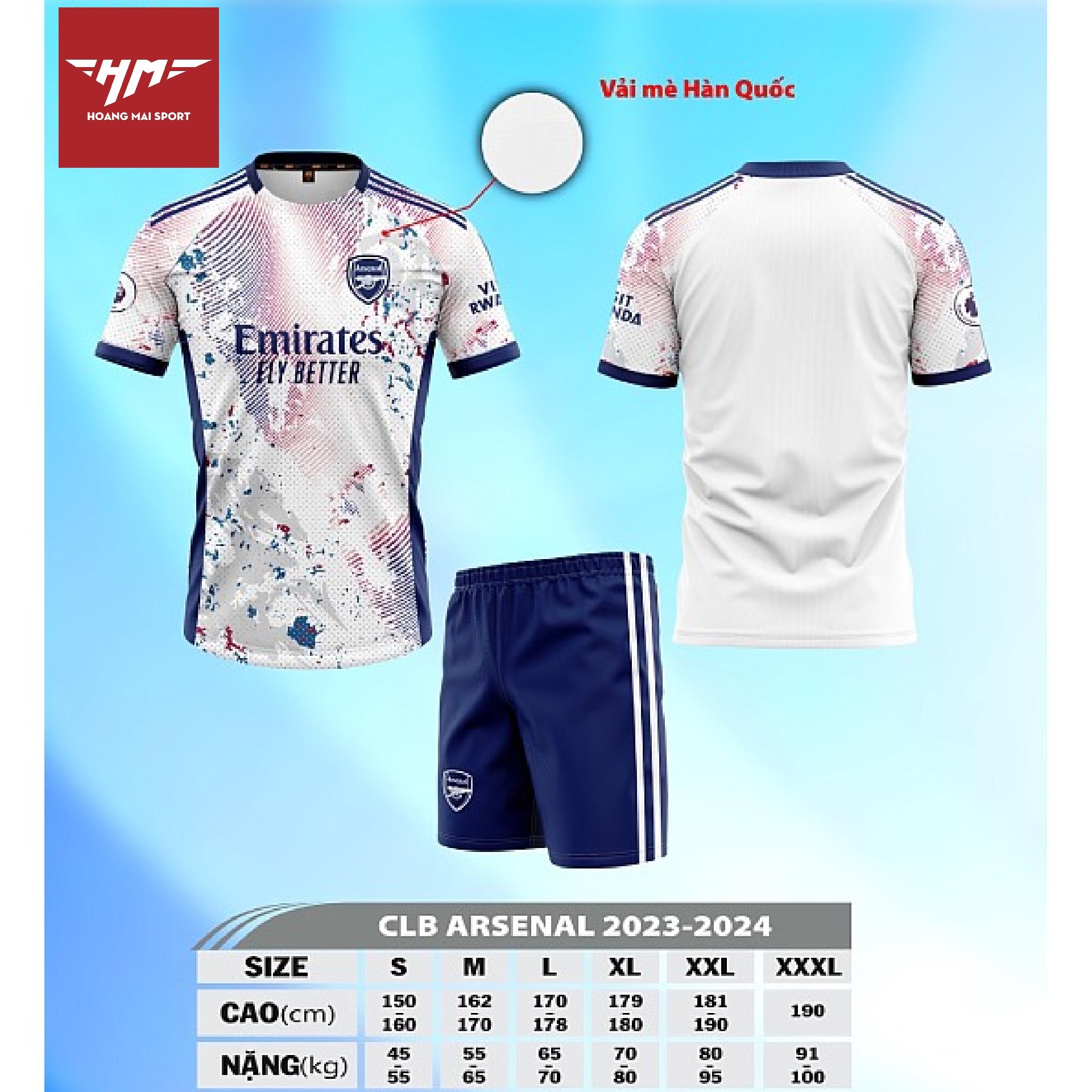 Bộ Quần Áo Bóng Đá Áo Đá Banh Clb Arsenal Trắng Loang 23-24 Vải Mè Hàn Quốc  Cao Cấp - Mixasale