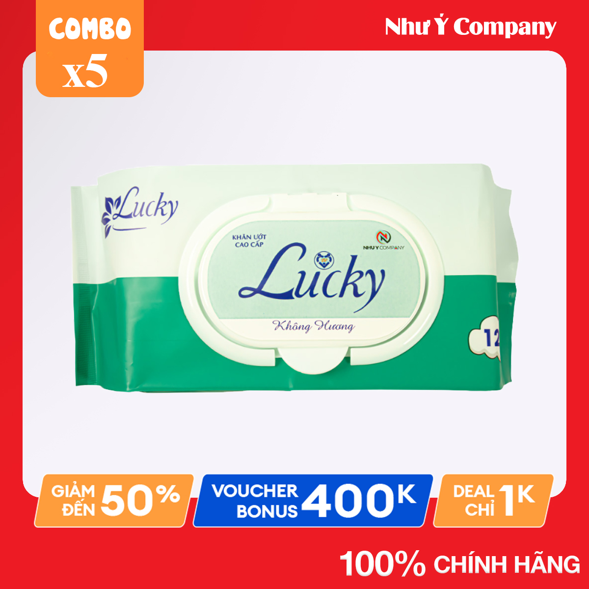 Khăn ướt cao cấp lucky 125gr - như ý company