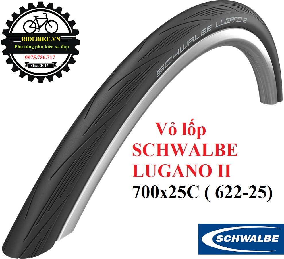 Vỏ lốp xe đạp thể thao schwalbe 700x25c lugano ii