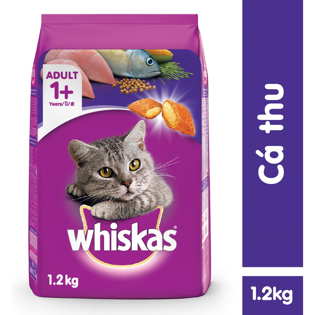 Thức ăn mèo Whiskas vị cá thu túi 1.2kg