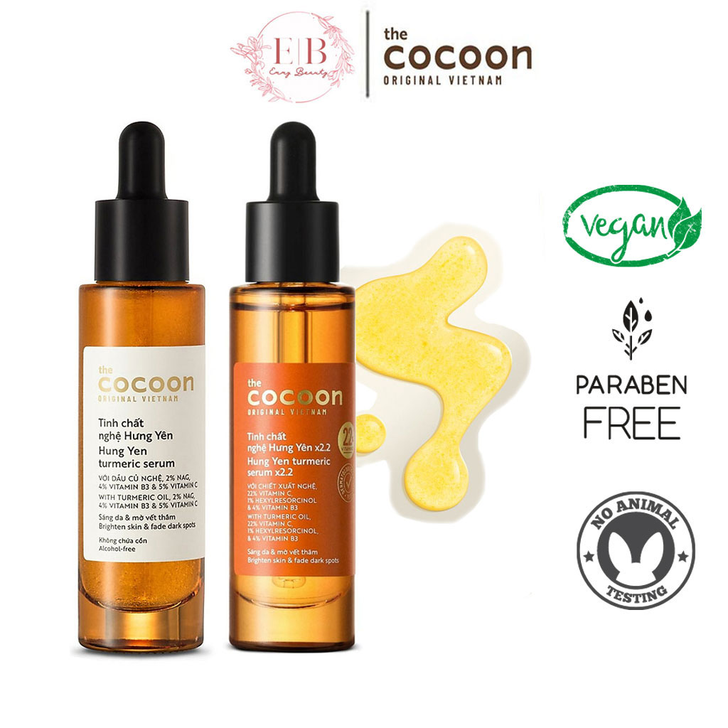 SerumTinh chất nghệ Hưng Yên Cocoon 5ml - 30ml  từ 10% -  x2.2 - 22% vitamin C dưỡng trắng da mờ vết thâm