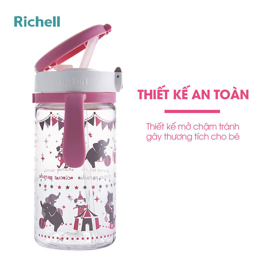 BÌNH ỐNG HÚT AQ RICHELL 320ML HỒNG CIRCUS