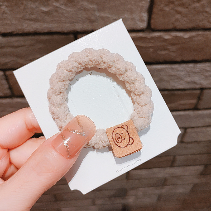 Dây thun cột tóc vải thun nhúng mặt gấu handmade dễ thương S25