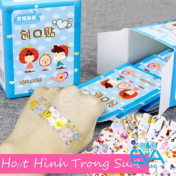​​​​​​​Hộp 100 Miếng 10 Set Băng Keo Cá Nhân Hoạt Hình Cute Bandages Trong Suốt