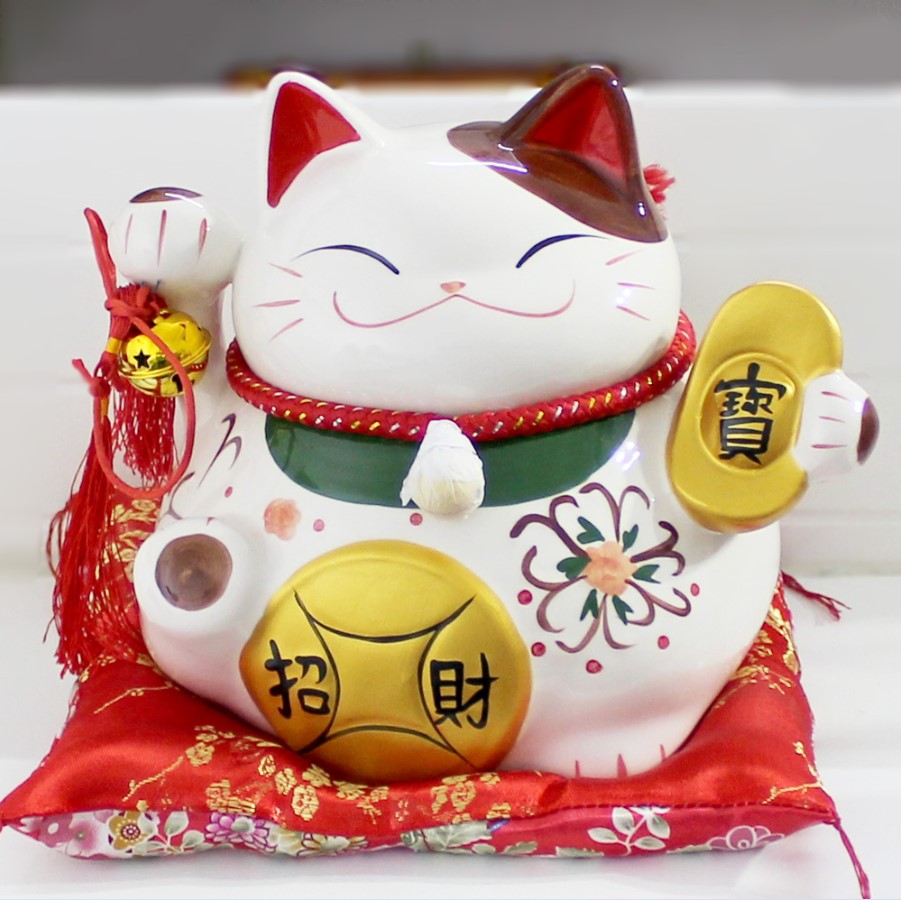 (ĐANG SALE-50%)Tượng mèo thần tài,Mèo Thần Tài May Mắn Vẫy Tay Nhật Bản Maneki Neko,Mèo thần tài vẫy tay sài pin đem lại tài lộc may mắn cho gia chủ thịnh vượng cát tường