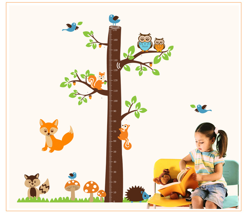 Decal dán tường đo chiều cao sóc nhỏ AY221