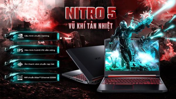 Bảng giá Laptop Gaming Acer Nitro AN515 54 CORE i5 9300H/8Gb/256Gb/GTX 1050 4Gb/Win 10 Phong Vũ