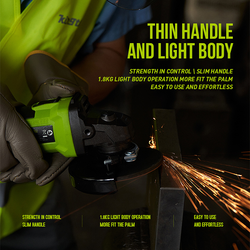 Angle grinder, brushless motor cutter for lithium-ion battery 20V