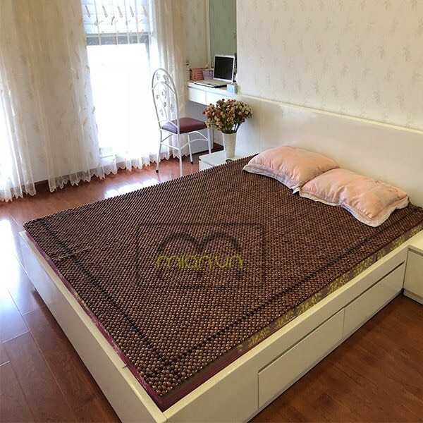 Chiếu Hạt Gỗ Hương Đỏ Cao Cấp Hạt 1.2cm - Chiếu Gỗ Mian.vn ( video , hình thật )