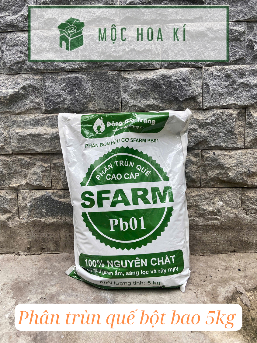 5kg Bag of Sfarm Dang Gia Trang Earthworm Compost Powder - Organic Fertilizer (Contains Cocoons - Earthworm Eggs) Has Been Dehumidified.