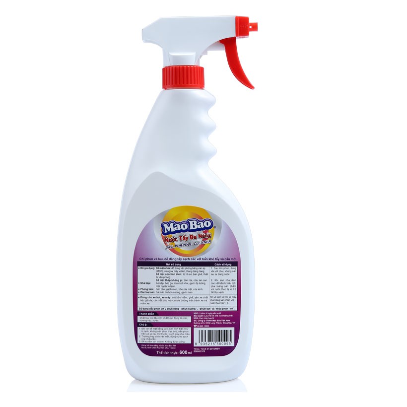 [HCM][Xịt tẩy đa năng - Mua 3 tặng khăn] Nước tẩy đa năng Mao Bao 600ml