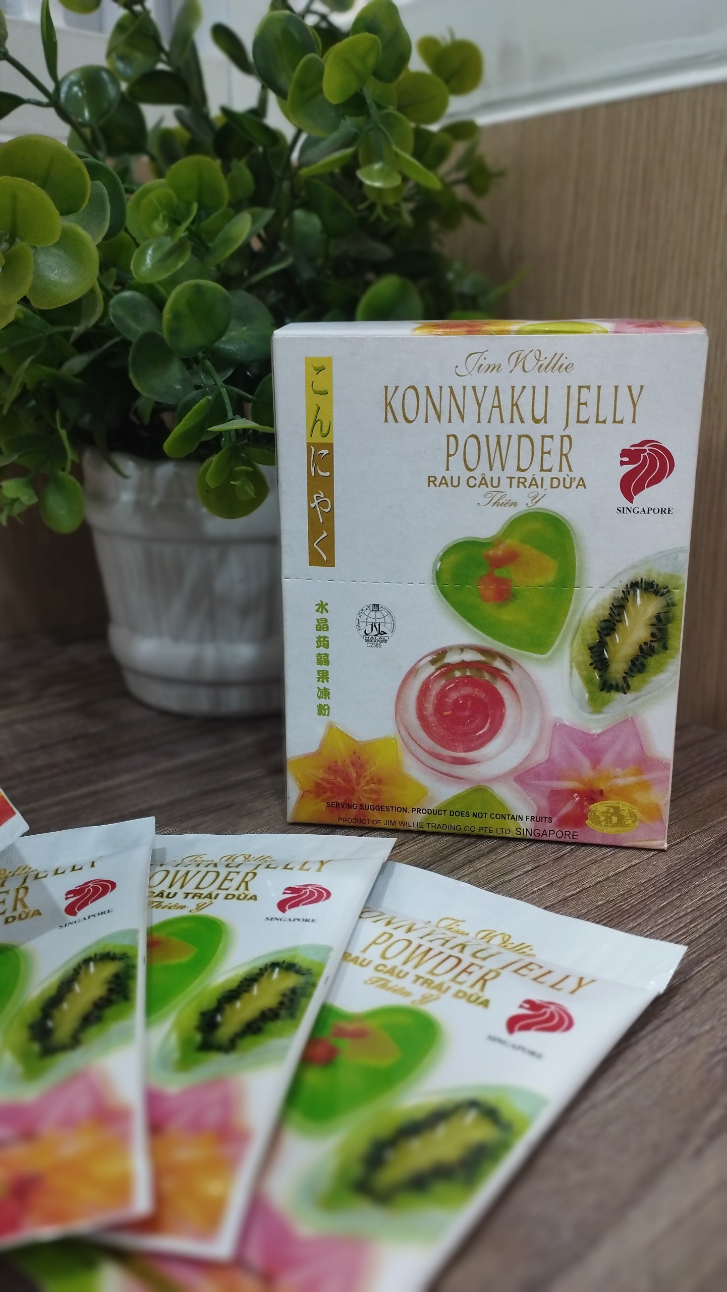 [HCM]Bột Rau Câu trái dừa Singapore Jelly Thiên Ý - 12 gói/Hộp