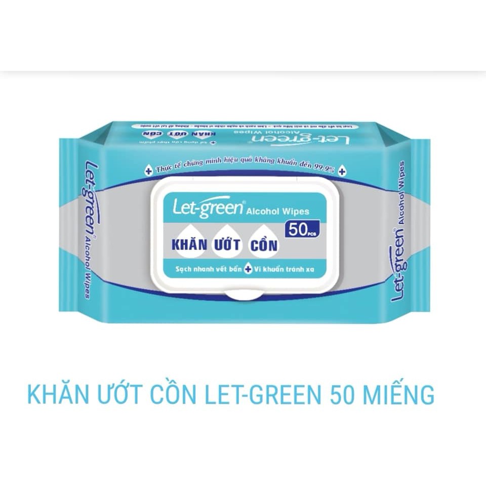 [HCM]Combo 2 gói khăn ướt cồn Let-Green (50 miếng/gói)