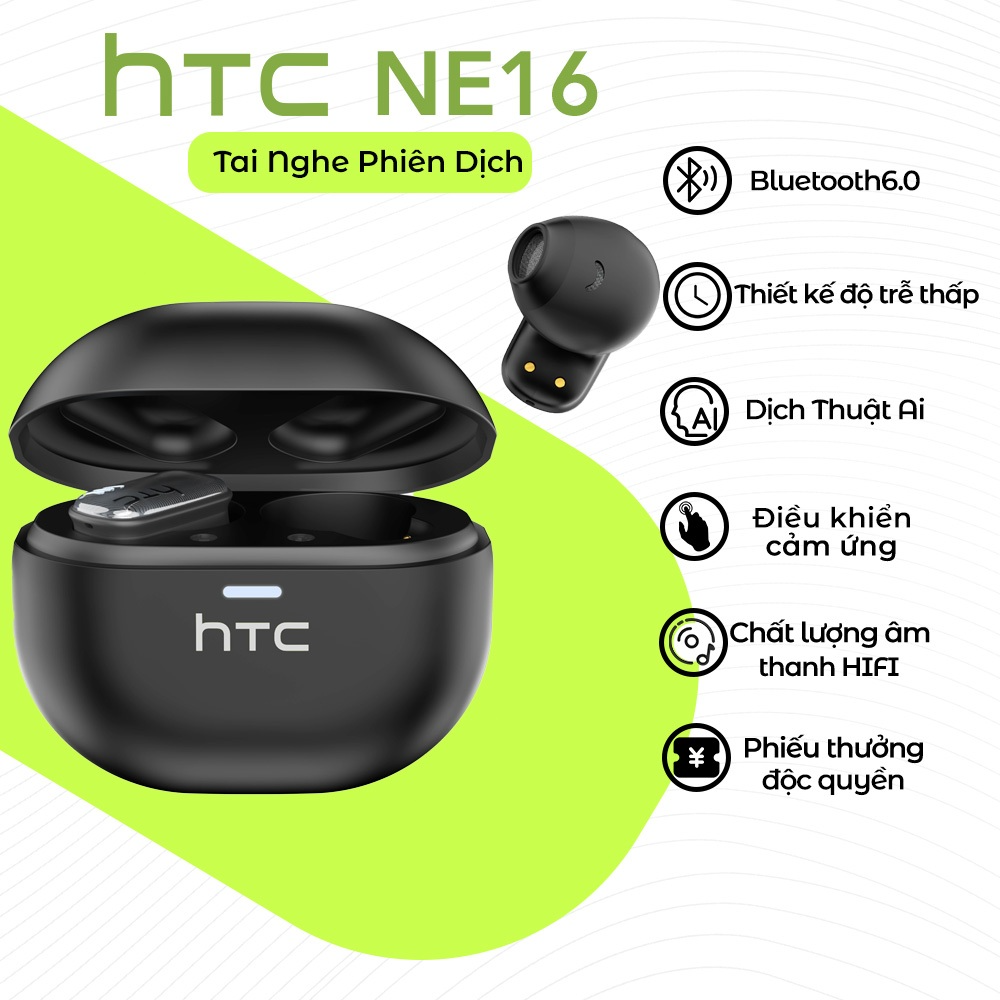 HTC NE16 AI Translator Tai nghe nhét tai earbuds không dây Bluetooth 6.0 AI Tai Nghe Thông Minh Thời Gian Thực Tai nghe dịch Tai nghe khử tiếng ồn Earbud Tai nghe nhét tai không dây nhạc HIFI HD Cuộc Gọi Với Microphone