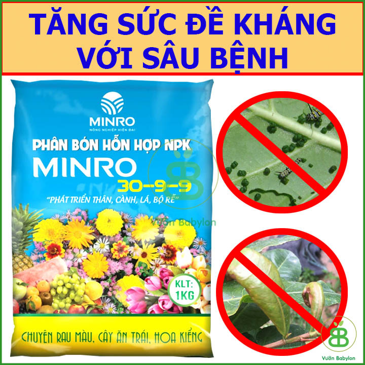 Phân Bón NPK MINRO 30-9-9 1kg (Phát Triển Thân Lá Cành)