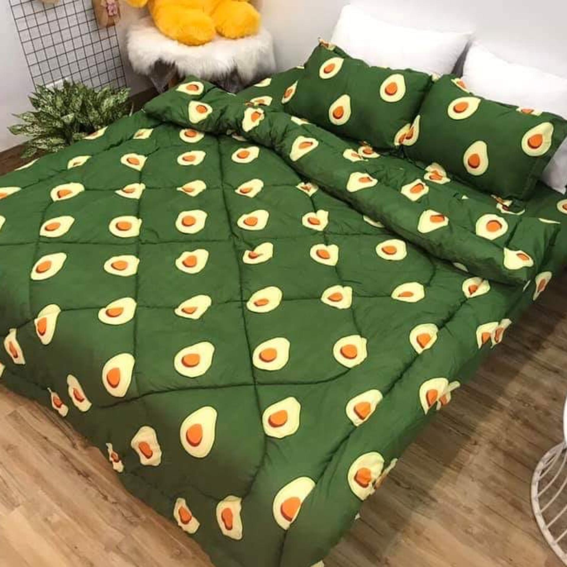Bộ chăn ga gối chần phao 5 món trái bơ + tặng vỏ ôm