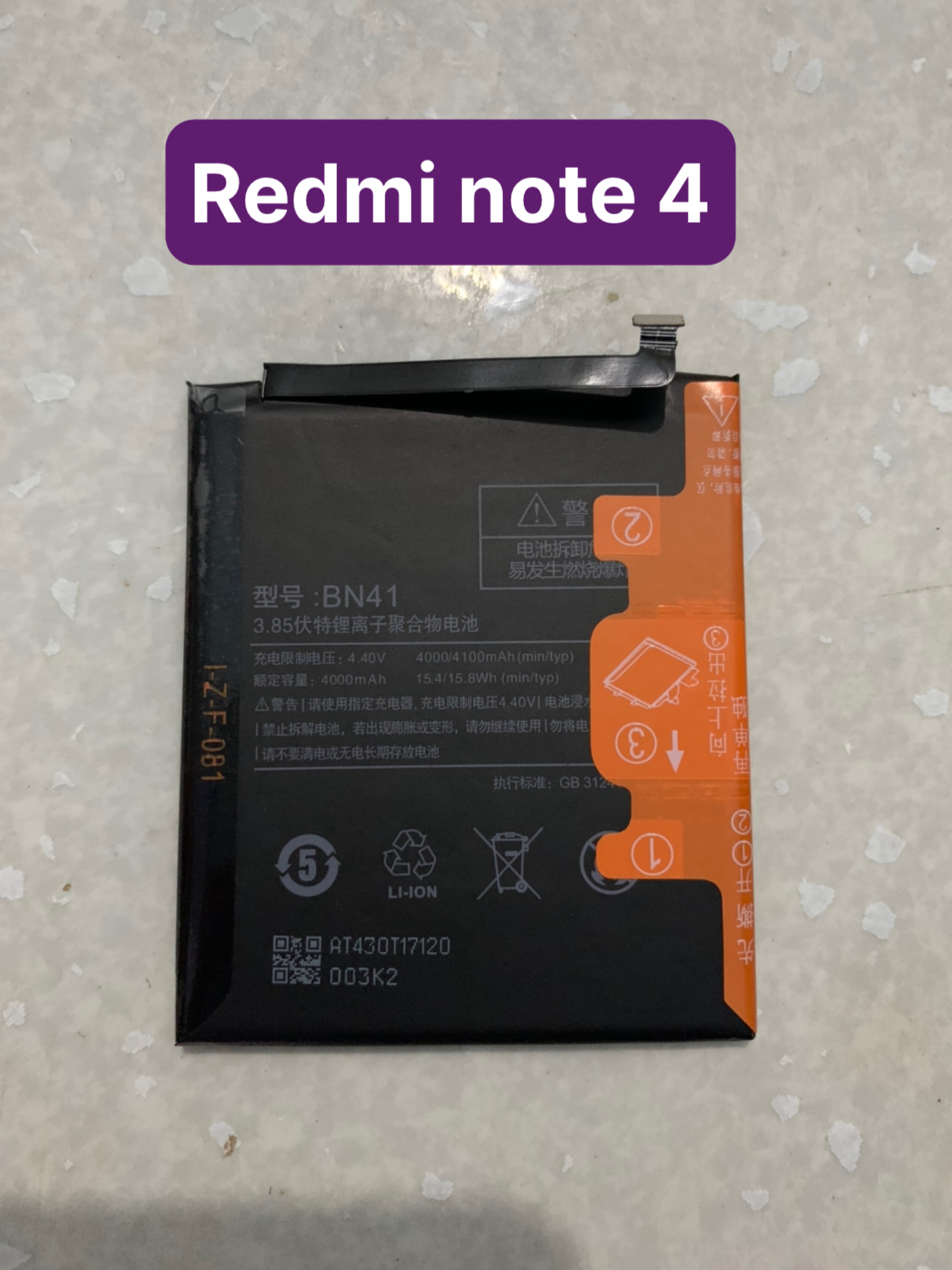 Pin Điện Thoại Xiaomi Redmi Note 4 (Mã BN41) dung Lượng 4100mAh