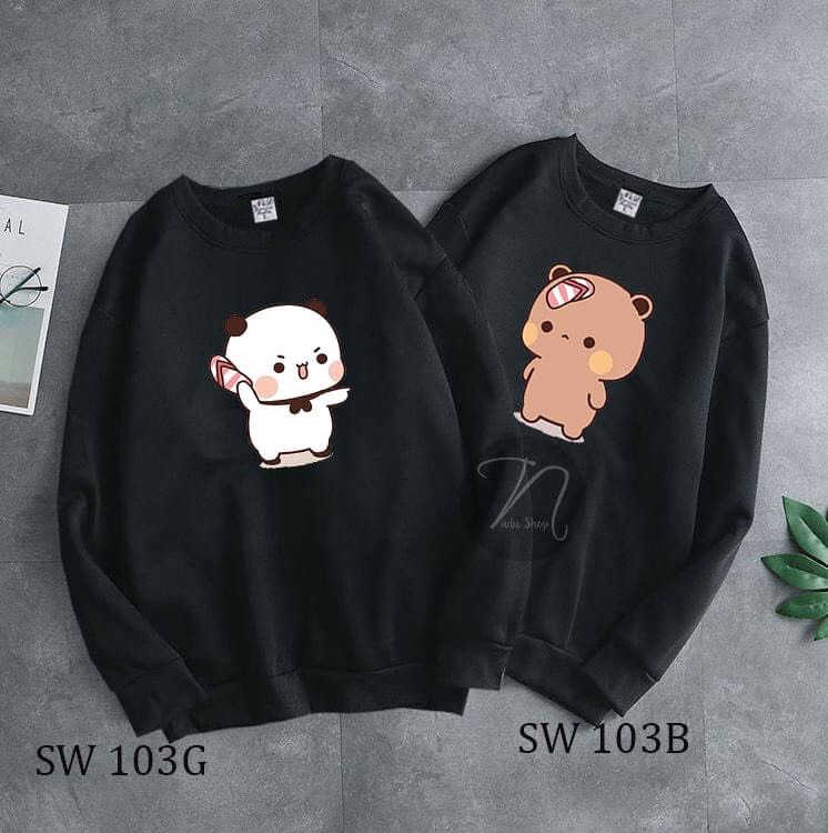 SET ÁO ĐÔI SWEATER ĐEN TRẮNG NAM NỮ