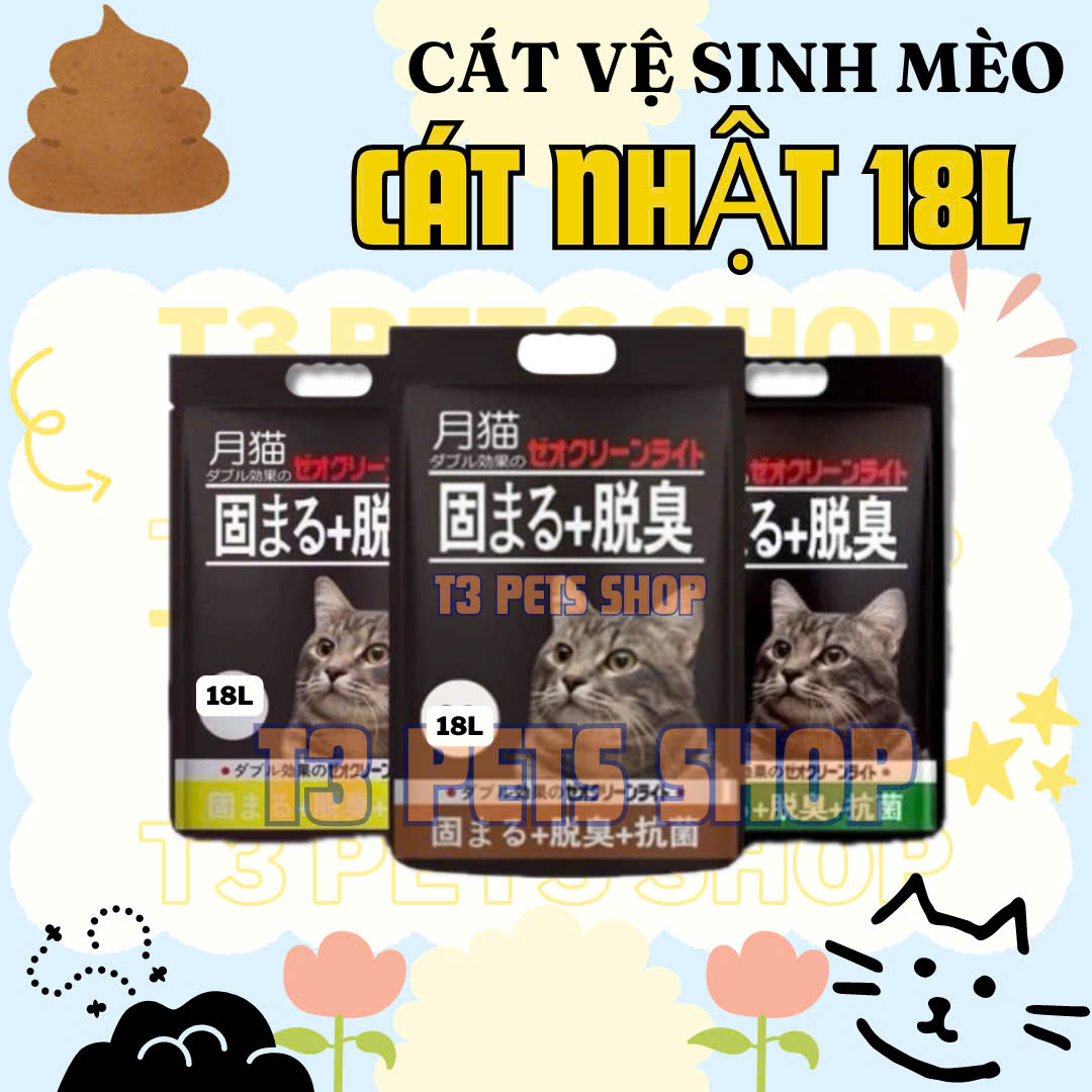 cát vệ sinh MOON CAT - nhật đen 8L và 18L cho mèo  - T3 PETS SHOP