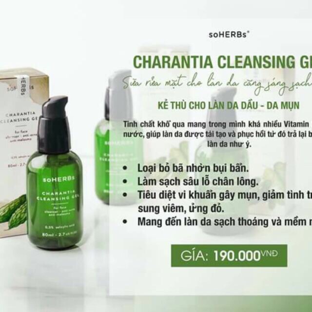 Sữa Rửa Mặt Soherbs sạch sâu giảm mụn 80ml