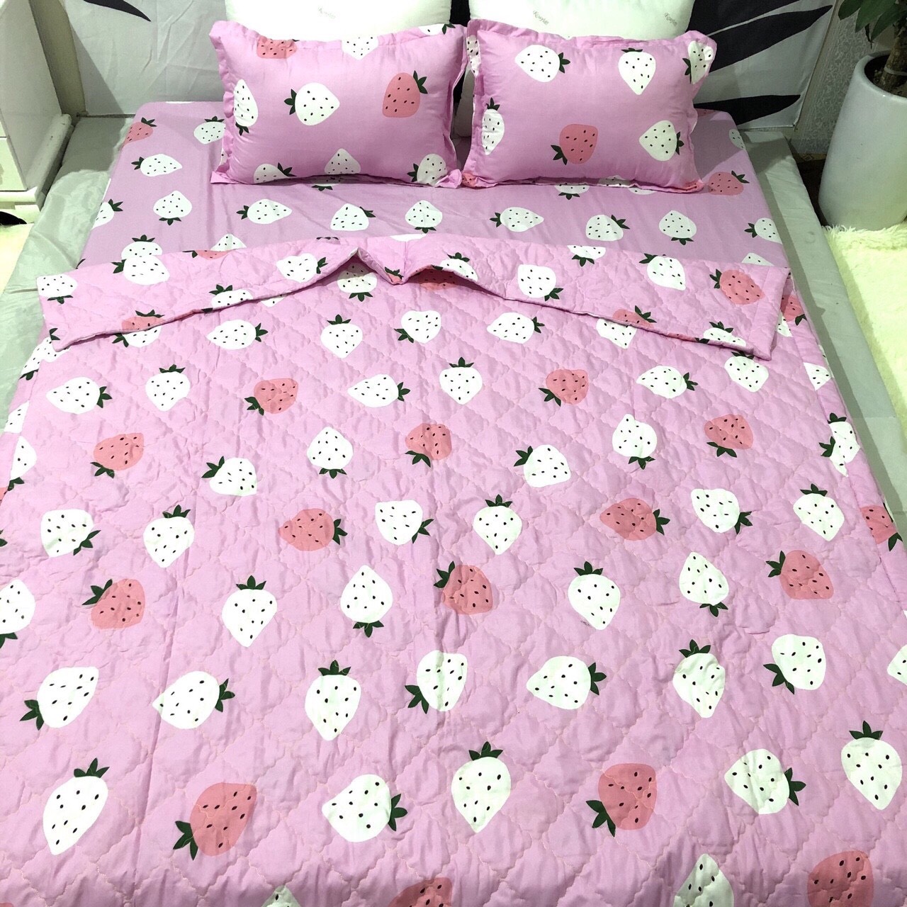 [ RẺ VÔ ĐỊCH ] Set 5 món chăn hè ga chun poly cotton (chăn, ga, gối, vỏ ôm)